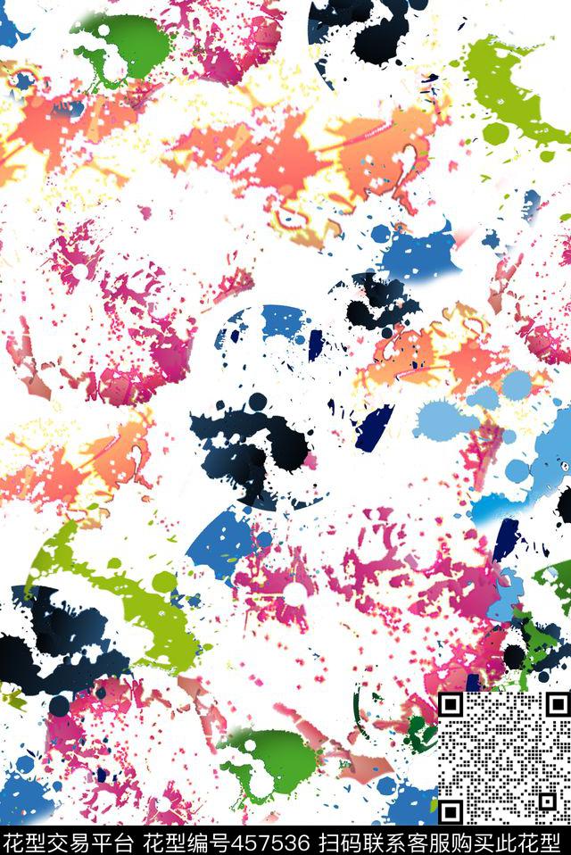 随性色块喷溅数码印花华亿平台下载（图片编号: 457536） - 瓦栏（Walan）