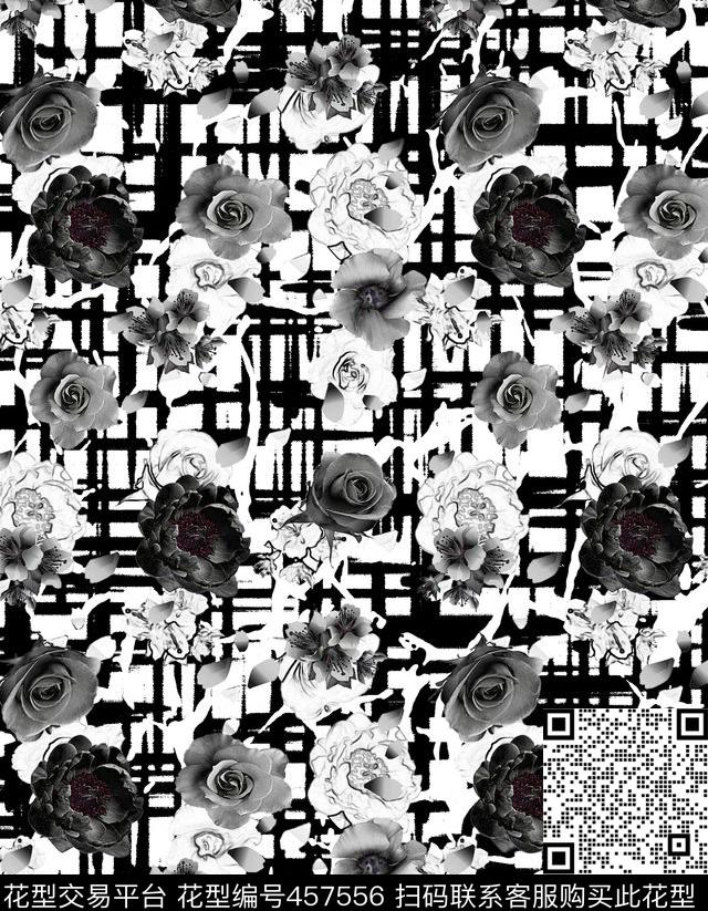 复古几何手绘数码印花华亿平台下载（图片编号: 457556） - 瓦栏（Walan）