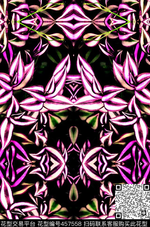 花卉甜美清新紫罗兰数码印花华亿平台下载（图片编号: 457558） - 瓦栏（Walan）