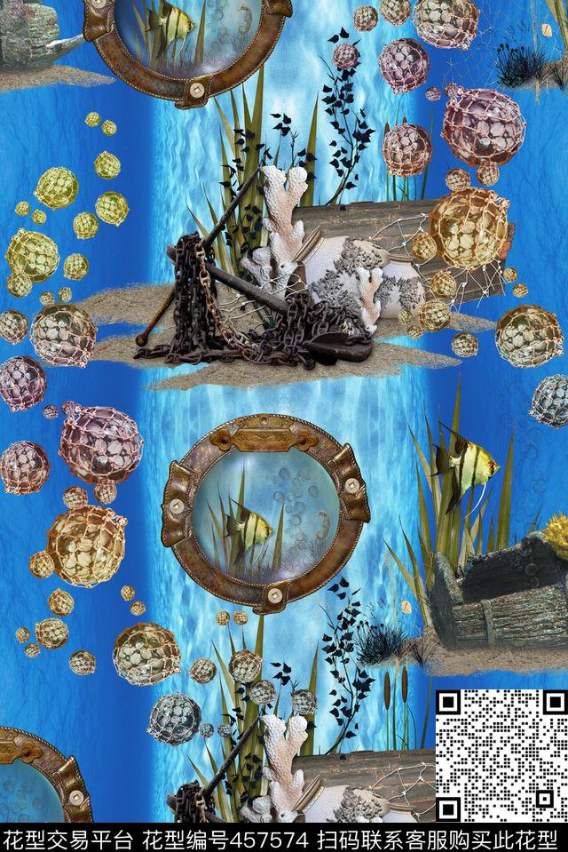 大海海洋海洋世界沉船数码印花华亿平台下载（图片编号: 457574） - 瓦栏（Walan）