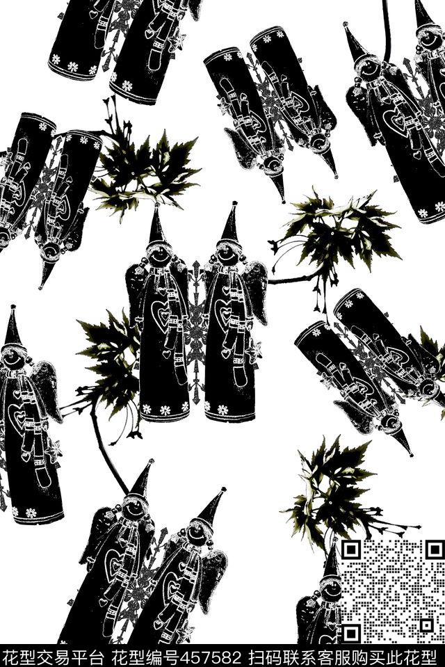 水墨小丑素描数码印花华亿平台下载（图片编号: 457582） - 瓦栏（Walan）