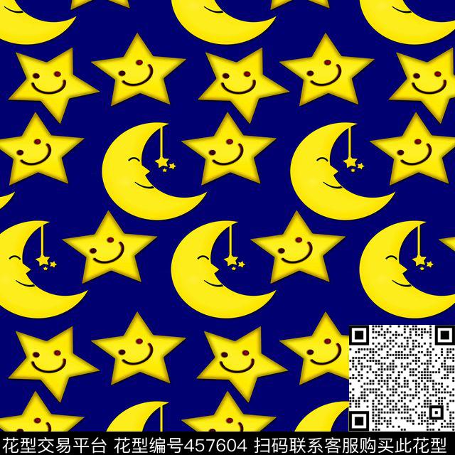 夜幕星星月亮传统印花华亿平台下载（图片编号: 457604） - 瓦栏（Walan）