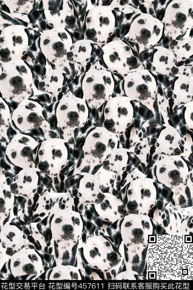 流行时尚动物斑点狗数码印花华亿平台下载（图片编号: 457611） - 瓦栏（Walan）