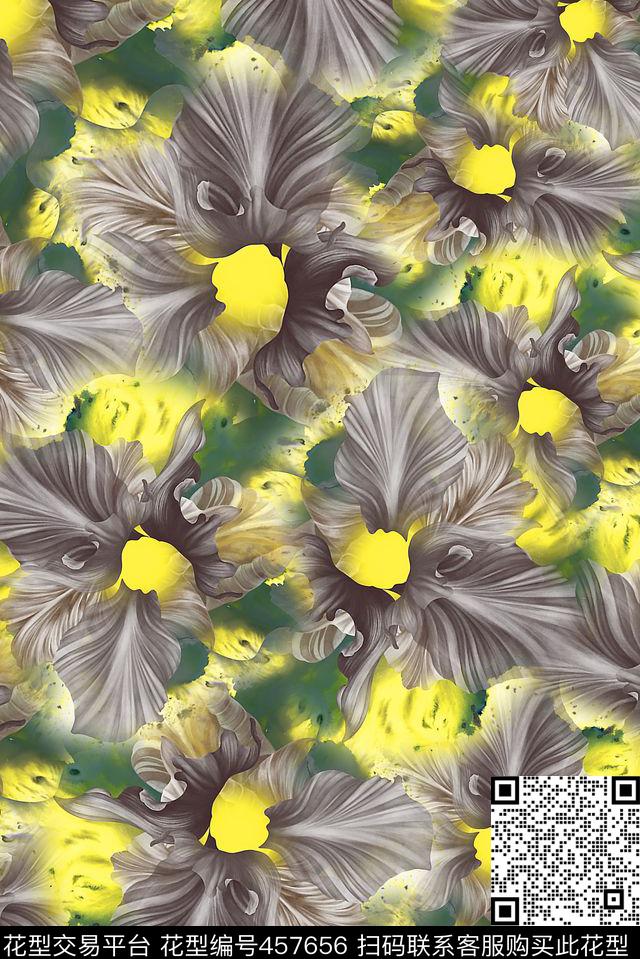花卉水彩手绘数码印花华亿平台下载（图片编号: 457656） - 瓦栏（Walan）