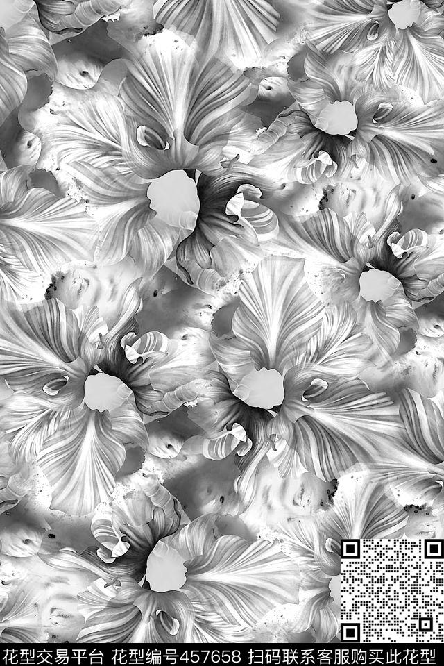 花卉水彩手绘数码印花华亿平台下载（图片编号: 457658） - 瓦栏（Walan）
