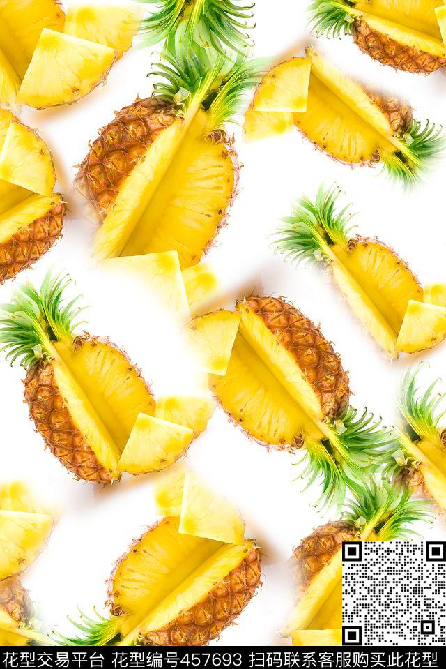 菠萝水果休闲数码印花华亿平台下载（图片编号: 457693） - 瓦栏（Walan）