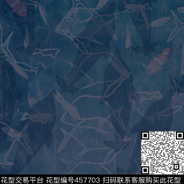 抽象海豚海洋传统印花华亿平台下载（图片编号: 457703） - 瓦栏（Walan）