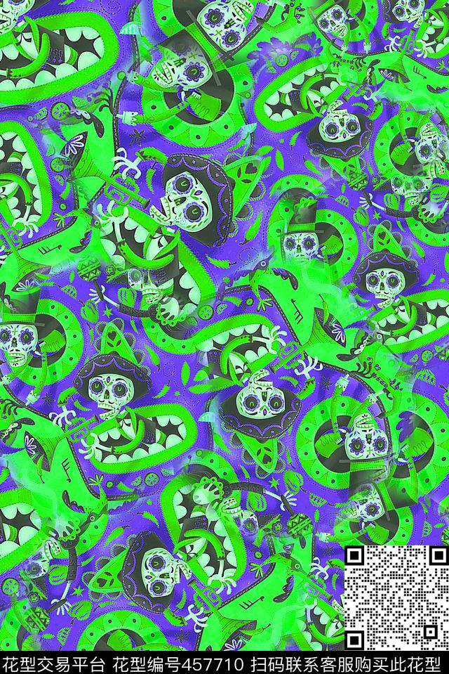 插画卡通骷髅传统印花华亿平台下载（图片编号: 457710） - 瓦栏（Walan）