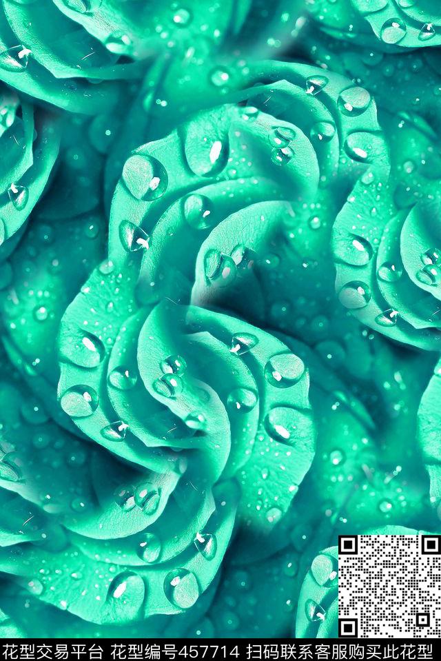 花卉水珠花边数码印花华亿平台下载（图片编号: 457714） - 瓦栏（Walan）