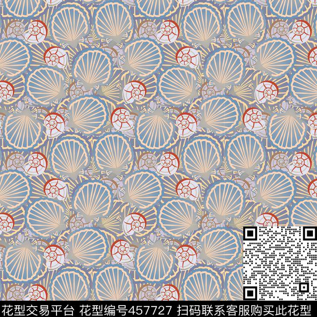 海洋贝壳大牌传统印花华亿平台下载（图片编号: 457727） - 瓦栏（Walan）