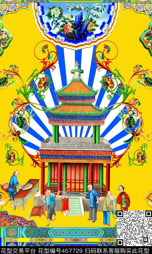 中国风DG建筑数码印花华亿平台下载（图片编号: 457729） - 瓦栏（Walan）