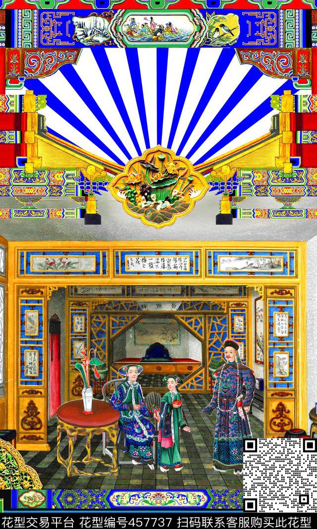 中国风DG建筑数码印花华亿平台下载（图片编号: 457737） - 瓦栏（Walan）