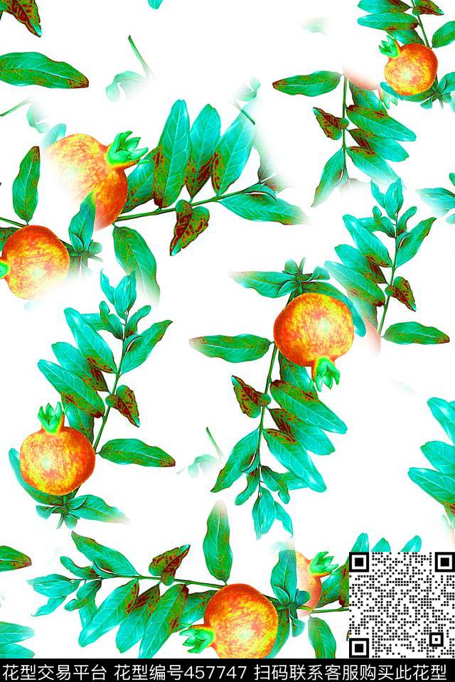 石榴水果植物数码印花华亿平台下载（图片编号: 457747） - 瓦栏（Walan）