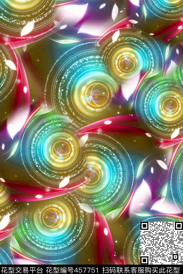 抽象炫彩光圈数码印花华亿平台下载（图片编号: 457751） - 瓦栏（Walan）