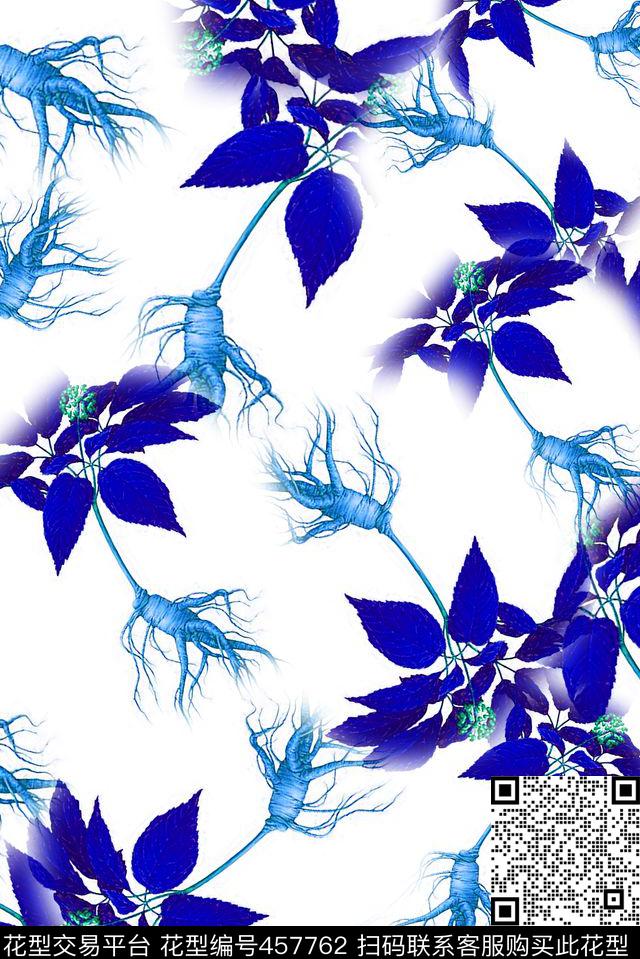 人参植物田园数码印花华亿平台下载（图片编号: 457762） - 瓦栏（Walan）