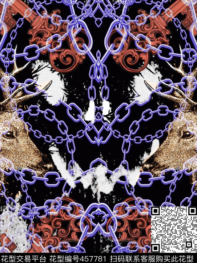 欧式复古潮牌数码印花华亿平台下载（图片编号: 457781） - 瓦栏（Walan）