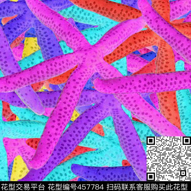 彩色抽象海星数码印花华亿平台下载（图片编号: 457784） - 瓦栏（Walan）