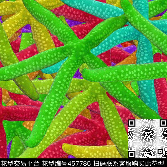 海洋抽象海星数码印花华亿平台下载（图片编号: 457785） - 瓦栏（Walan）