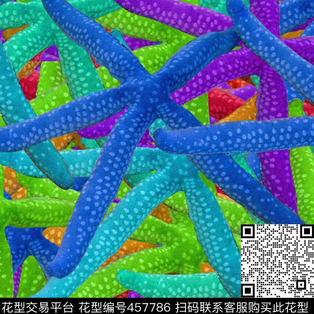 海洋抽象海星数码印花华亿平台下载（图片编号: 457786） - 瓦栏（Walan）