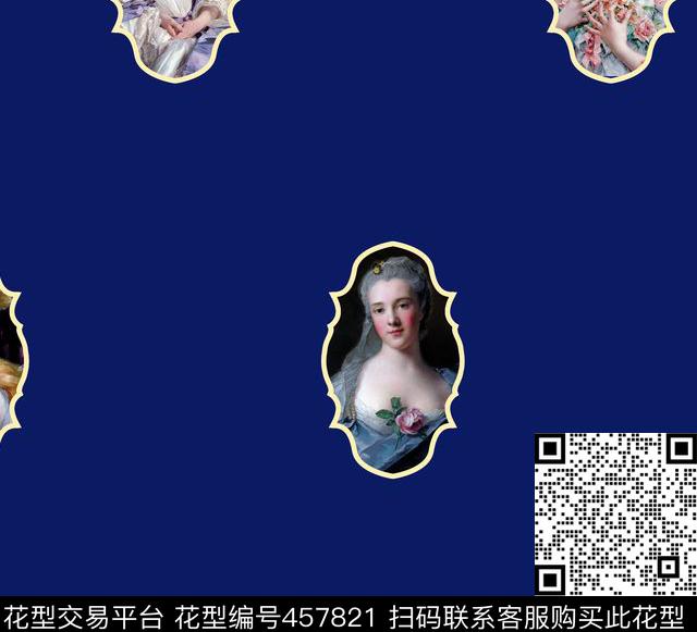 流行风欧美油画头像数码印花华亿平台下载（图片编号: 457821） - 瓦栏（Walan）