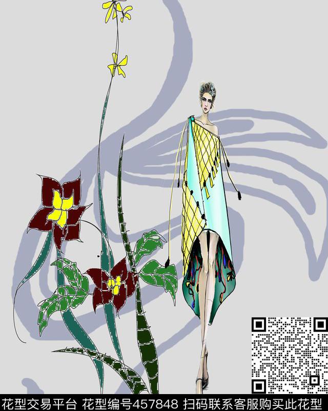 大牌花卉人物传统印花华亿平台下载（图片编号: 457848） - 瓦栏（Walan）