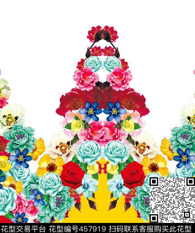 花卉定位欧美田园民族风热带风情数码印花华亿平台下载（图片编号: 457919） - 瓦栏（Walan）