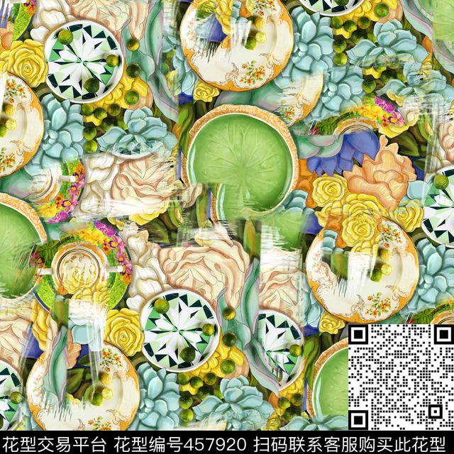 复古清新花朵数码印花华亿平台下载（图片编号: 457920） - 瓦栏（Walan）