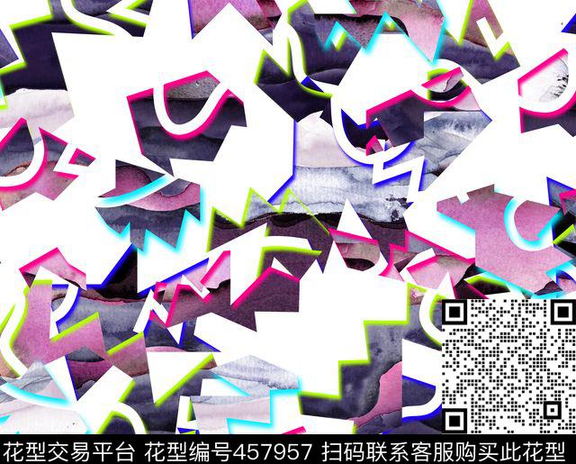 潮流多色乱图拼接数码印花华亿平台下载（图片编号: 457957） - 瓦栏（Walan）