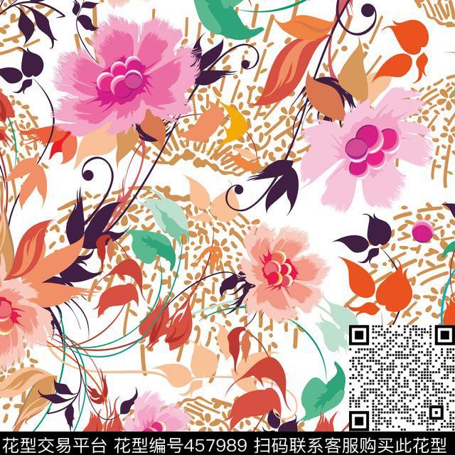 蝴蝶花蒲公英印花数码印花华亿平台下载（图片编号: 457989） - 瓦栏（Walan）