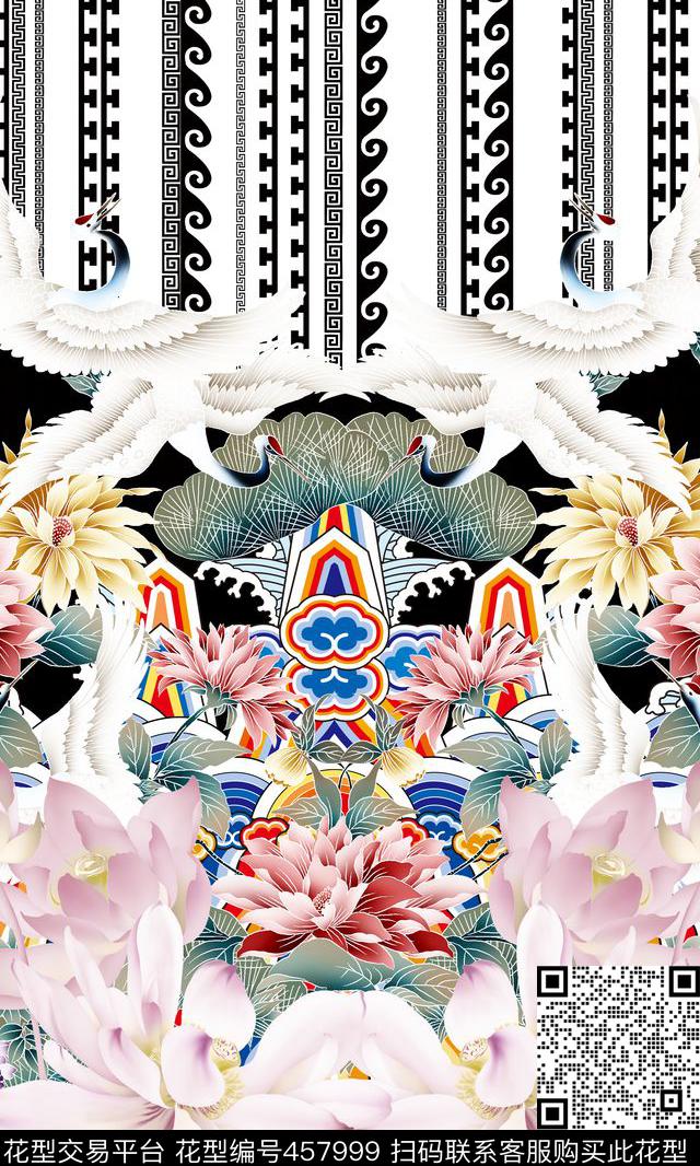 潮流时尚大牌定位荷花数码印花华亿平台下载（图片编号: 457999） - 瓦栏（Walan）