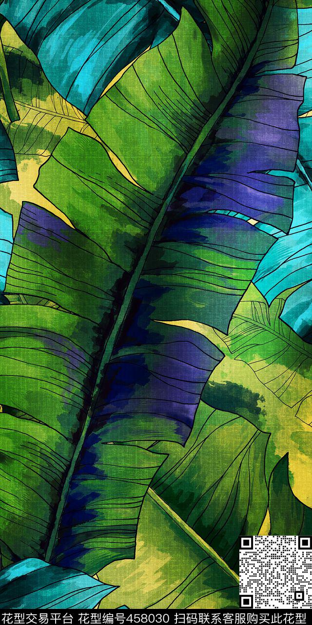 热带植物叶子夏威夷数码印花华亿平台下载（图片编号: 458030） - 瓦栏（Walan）