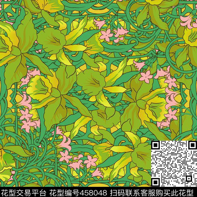 大牌抽象花卉传统印花华亿平台下载（图片编号: 458048） - 瓦栏（Walan）