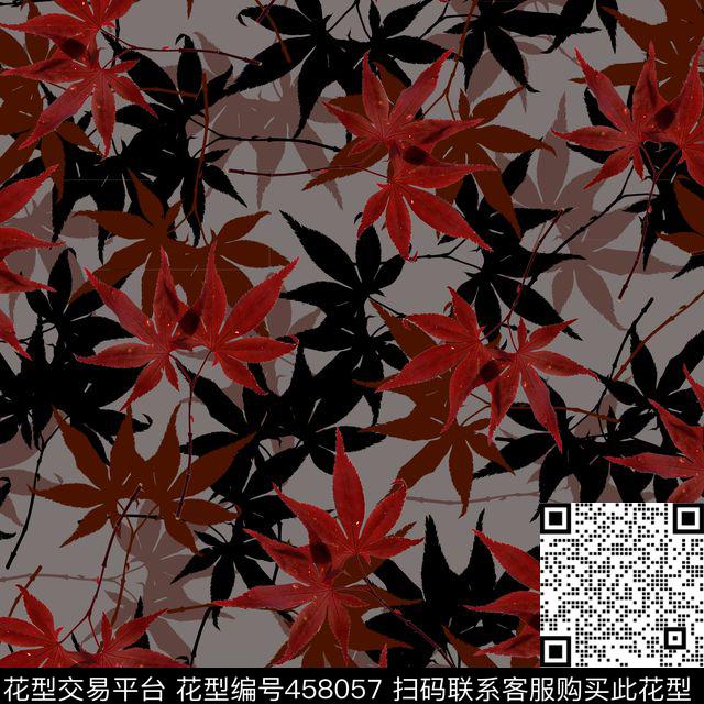 复古树叶潮流数码印花华亿平台下载（图片编号: 458057） - 瓦栏（Walan）