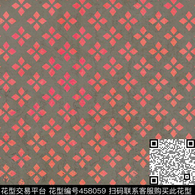 复古几何色块数码印花华亿平台下载（图片编号: 458059） - 瓦栏（Walan）