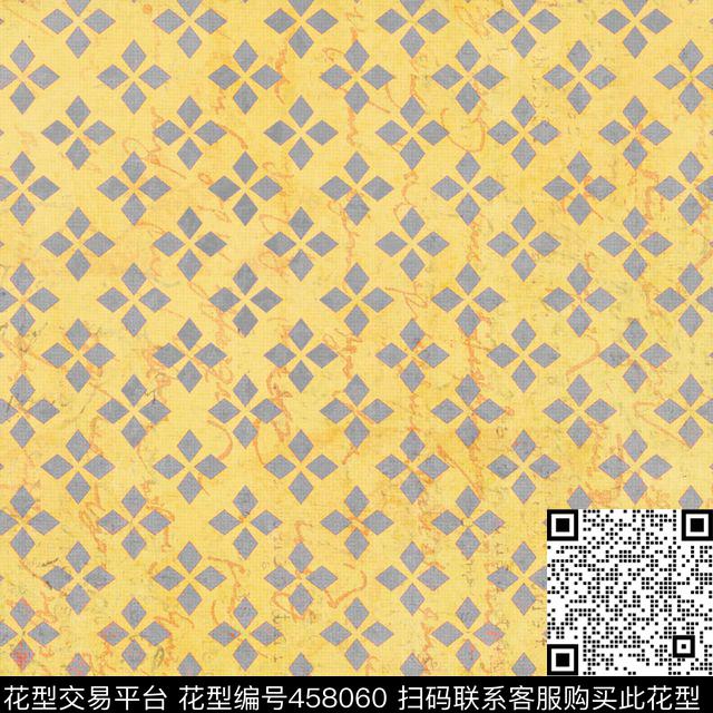 复古几何色块数码印花华亿平台下载（图片编号: 458060） - 瓦栏（Walan）