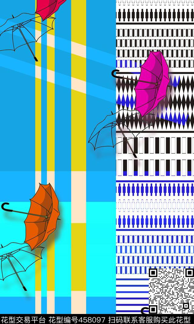 时尚简约几何图案雨伞传统印花华亿平台下载（图片编号: 458097） - 瓦栏（Walan）