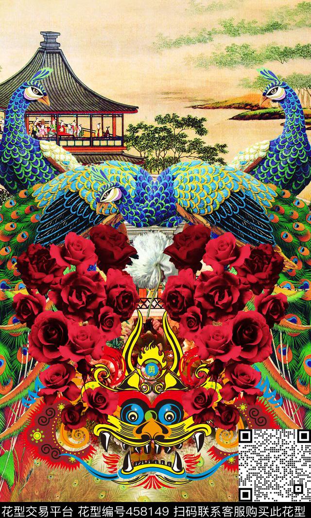 定位动物红色玫瑰花数码印花华亿平台下载（图片编号: 458149） - 瓦栏（Walan）