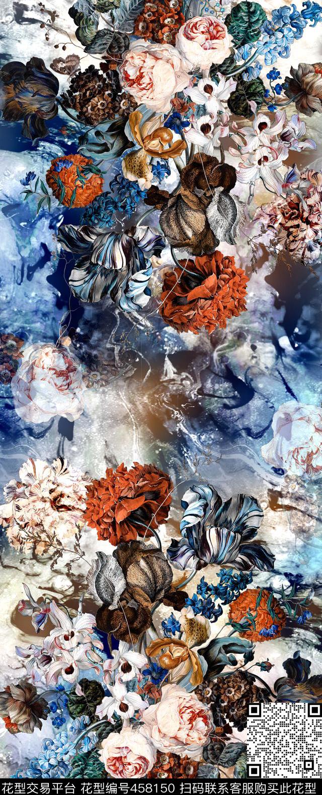 时尚丝巾围巾数码印花华亿平台下载（图片编号: 458150） - 瓦栏（Walan）