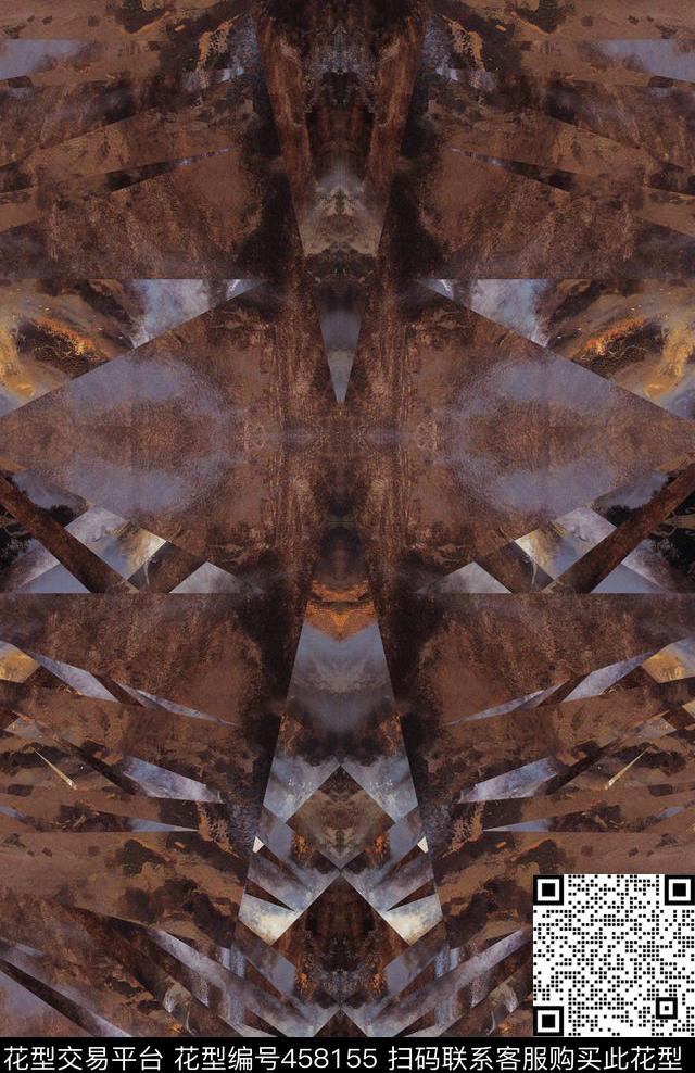 抽象对称华亿平台定位男装几何分形数码印花华亿平台下载（图片编号: 458155） - 瓦栏（Walan）