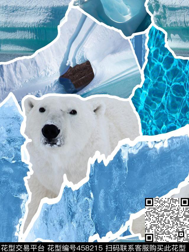 解构重组自然景观极地动物数码印花华亿平台下载（图片编号: 458215） - 瓦栏（Walan）