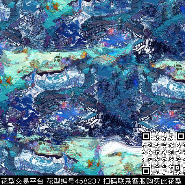 抽象复古华丽数码印花华亿平台下载（图片编号: 458237） - 瓦栏（Walan）