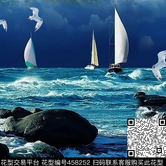 男女装外套华亿平台水彩海边风光时尚流行新潮数码印花华亿平台下载（图片编号: 458252） - 瓦栏（Walan）