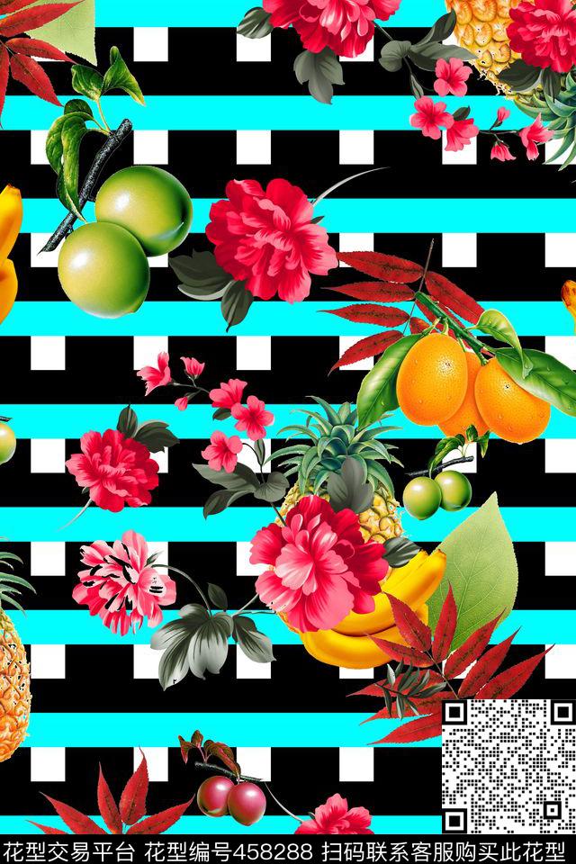 花卉几何水果数码印花华亿平台下载（图片编号: 458288） - 瓦栏（Walan）