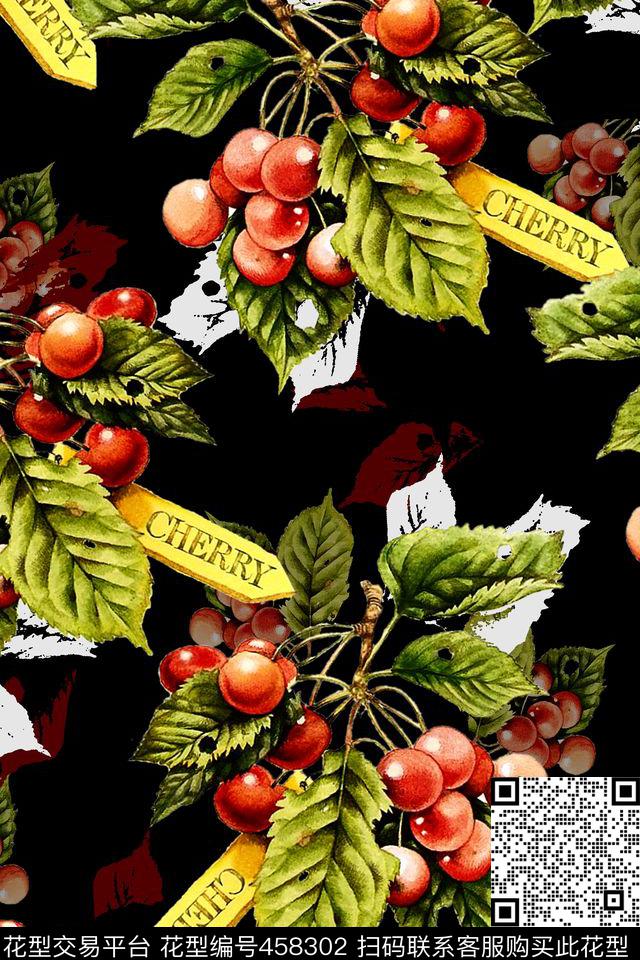 时尚水彩水果服装数码印花华亿平台下载（图片编号: 458302） - 瓦栏（Walan）