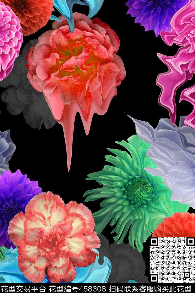 花卉瑕疵残缺美感数码印花华亿平台下载（图片编号: 458308） - 瓦栏（Walan）