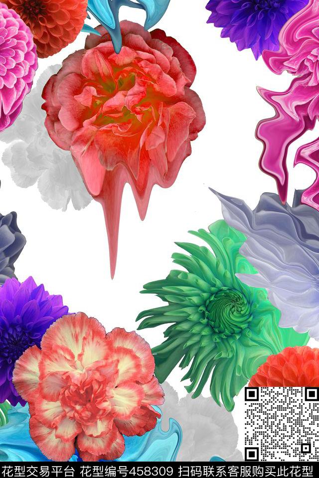 花卉瑕疵残缺美感数码印花华亿平台下载（图片编号: 458309） - 瓦栏（Walan）