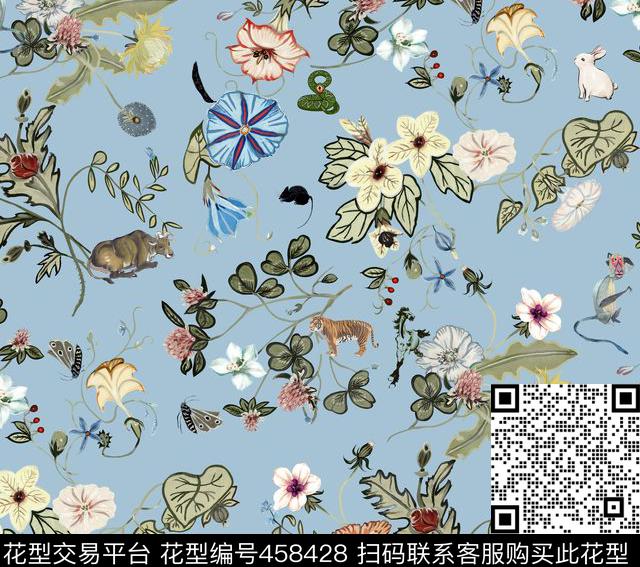 12生肖纯手绘大牌数码印花华亿平台下载（图片编号: 458428） - 瓦栏（Walan）