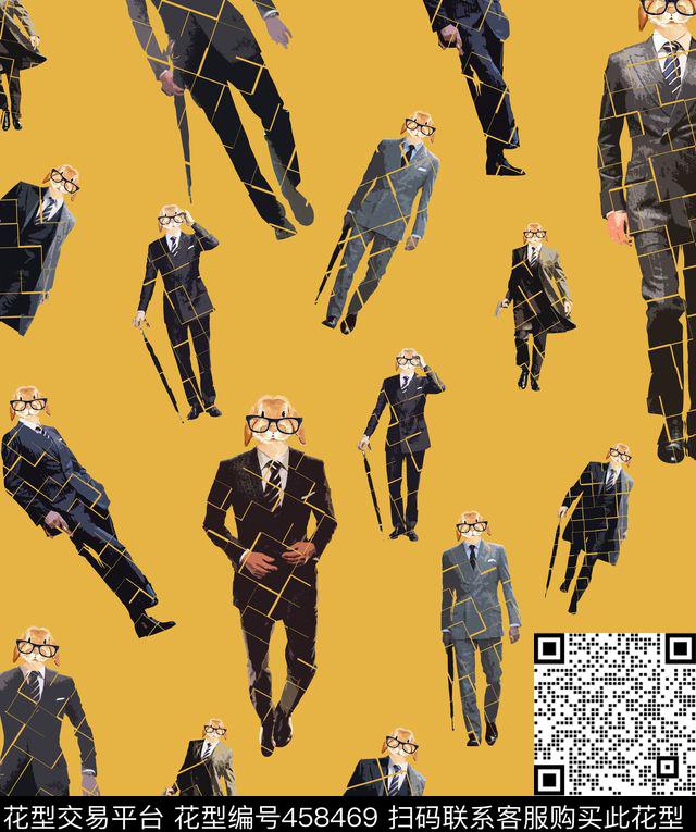 萌兔拼接人物数码印花华亿平台下载（图片编号: 458469） - 瓦栏（Walan）