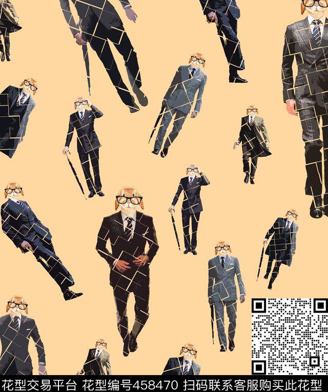 萌兔拼接人物数码印花华亿平台下载（图片编号: 458470） - 瓦栏（Walan）