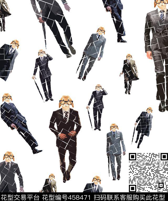 萌兔拼接人物数码印花华亿平台下载（图片编号: 458471） - 瓦栏（Walan）